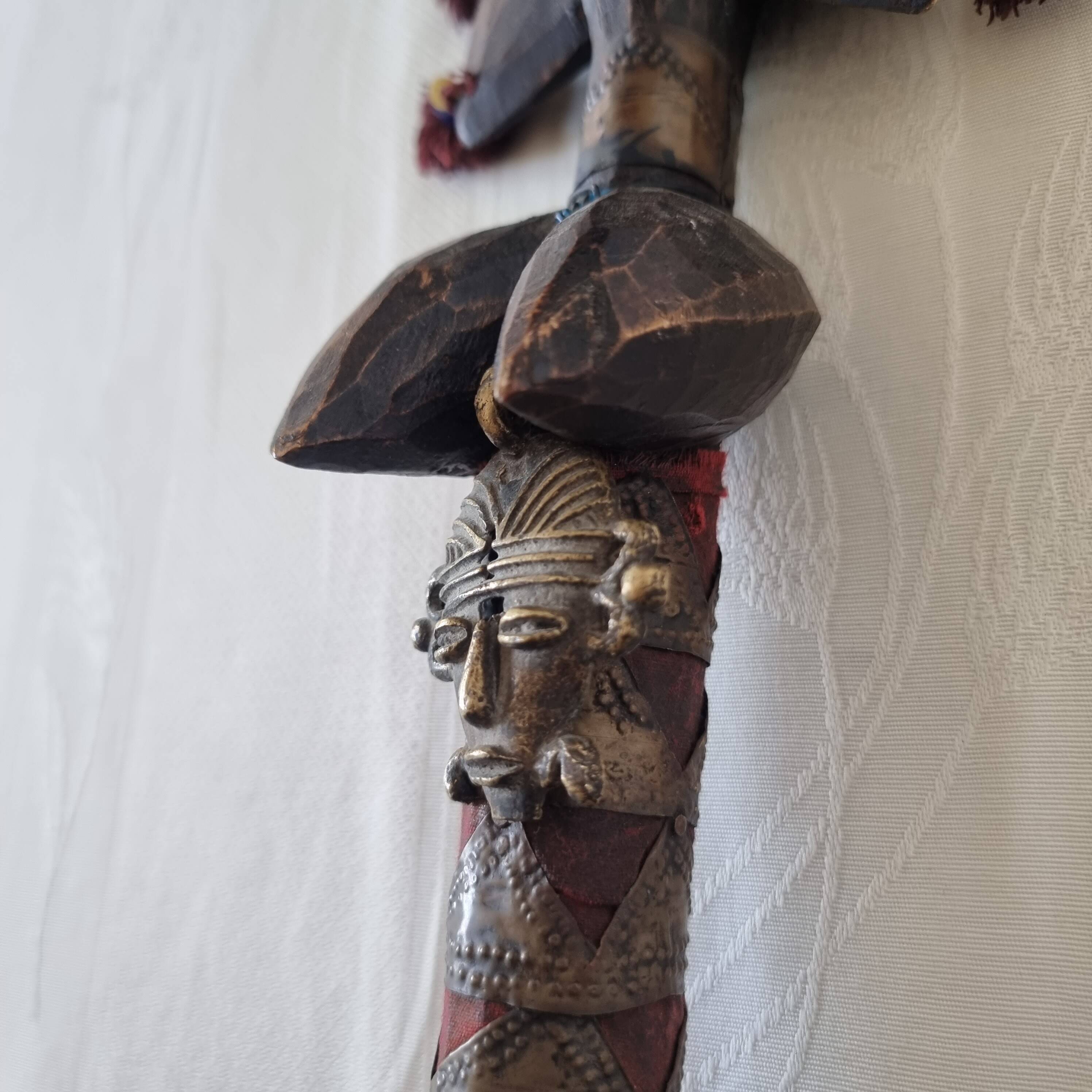Scepter decorated with a female figure in wood and brass
