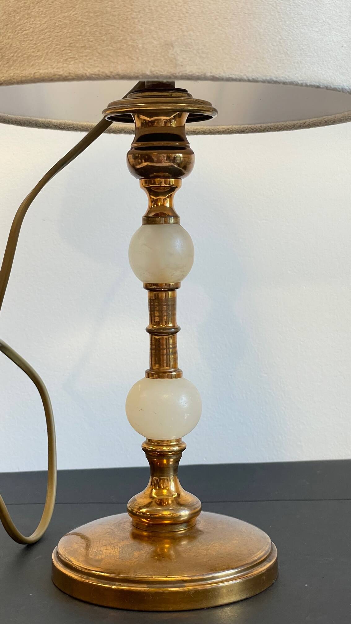 Vintage marble and velvet metal lamp
