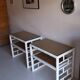 Pair of bedside tables in bamboo effect wood and woven wicker