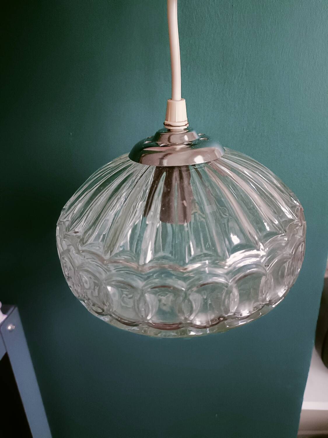 Vintage molded glass pendant light