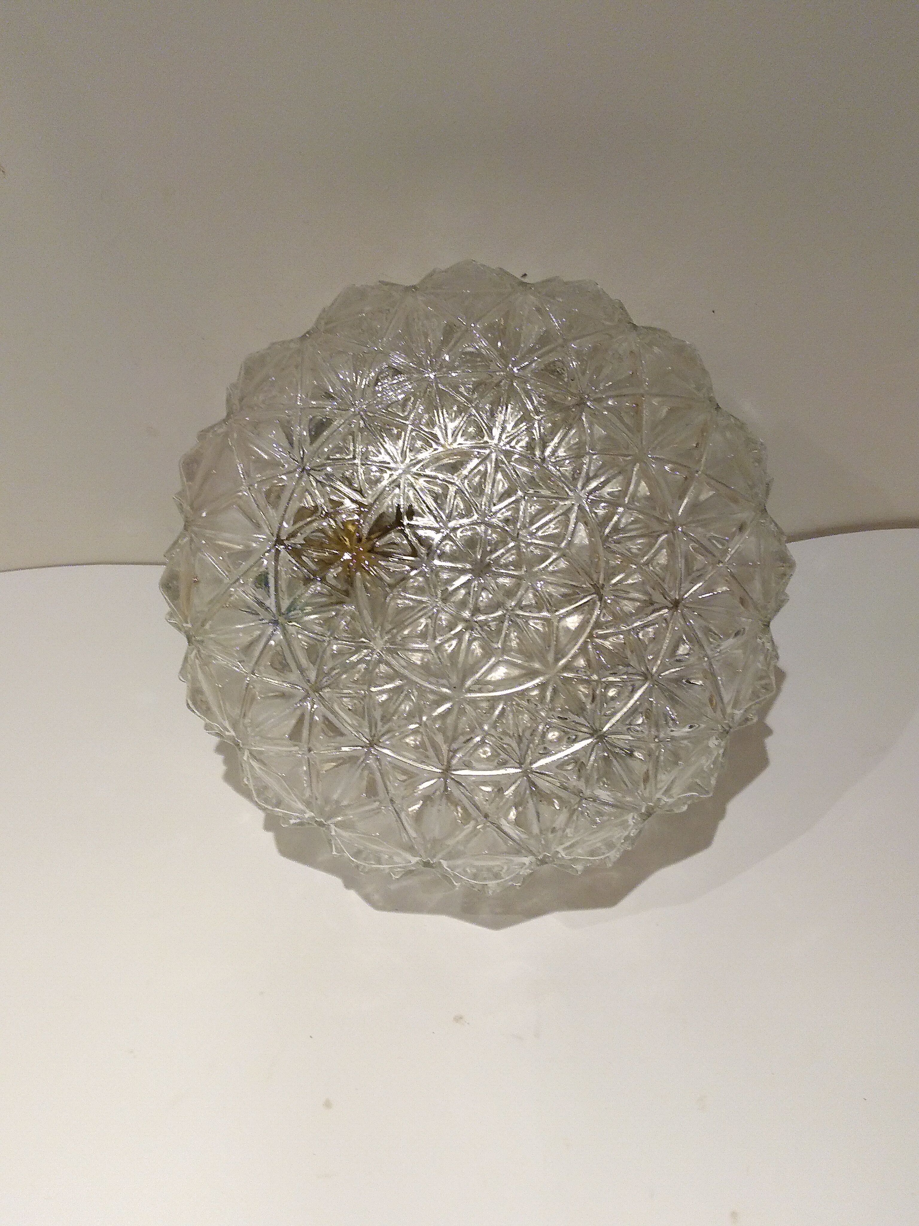 Cast glass ceiling lamp years 1960