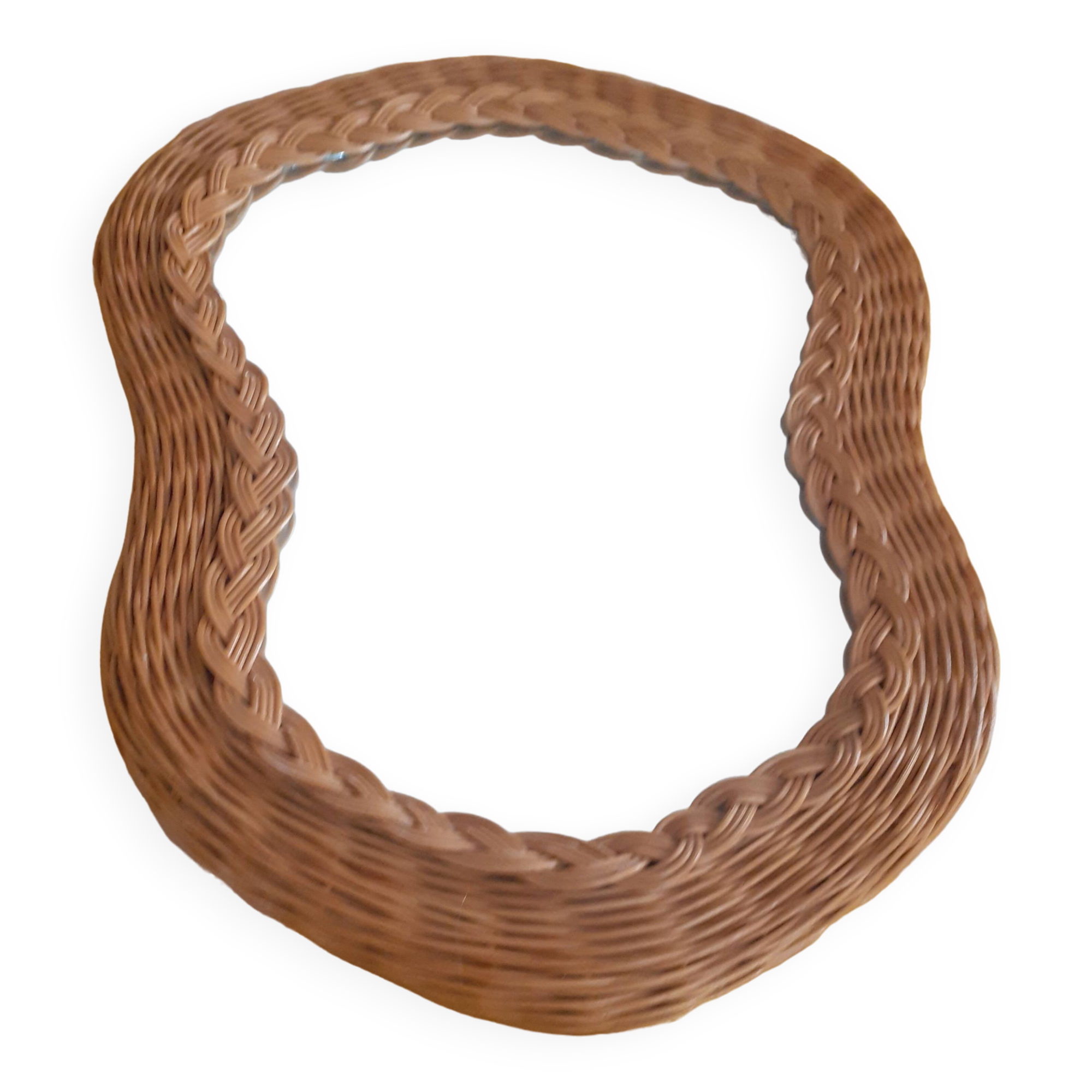 Rattan mirror, bean shape.