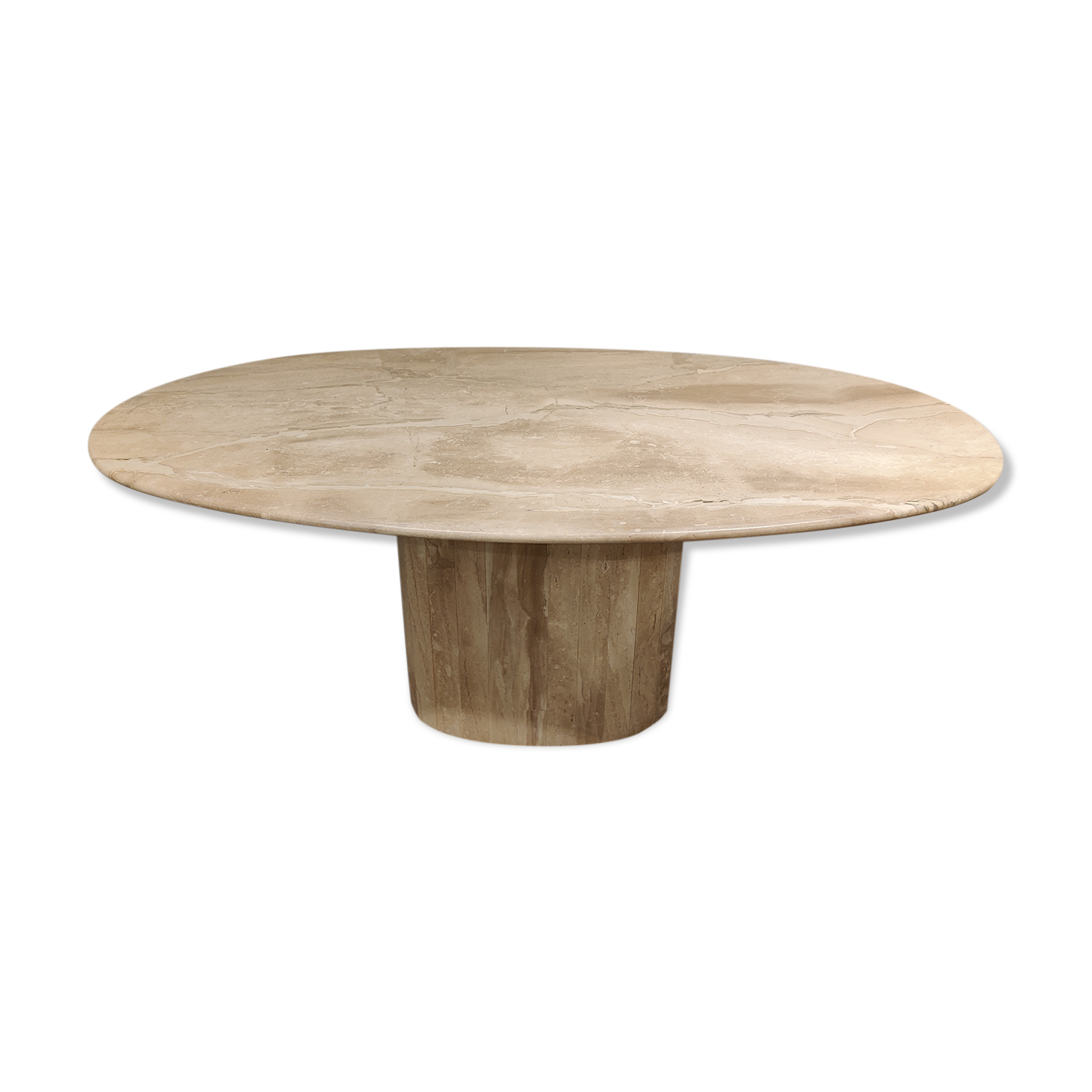 Vintage oval travertine dining table, 1970s