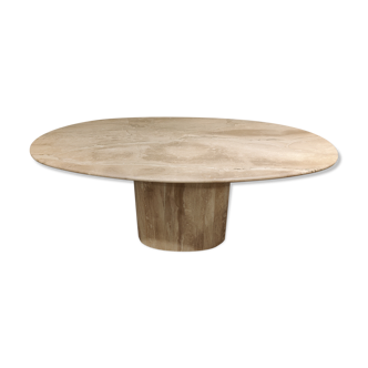 Vintage oval travertine dining table, 1970s