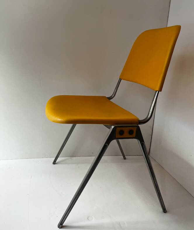 Vintage yellow metal chair Don Albinson for Knoll