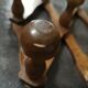 Old wall-mounted extender coat rack, wooden accordion, 10 patères