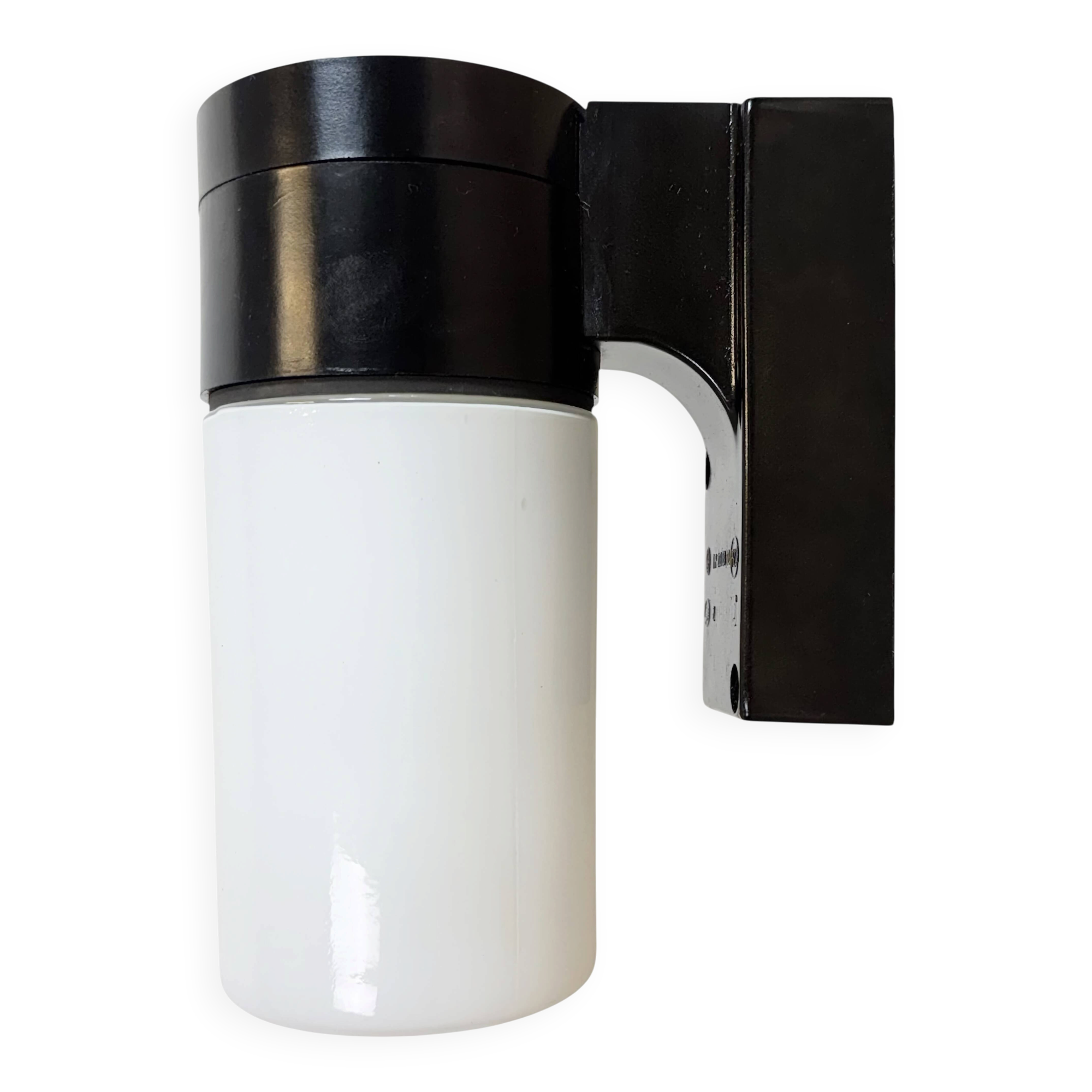 Industrial Brown Bakelite Wall Light with Milk Glass, 1960s