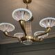 Art Deco chandelier signed Petitot opalescent glass