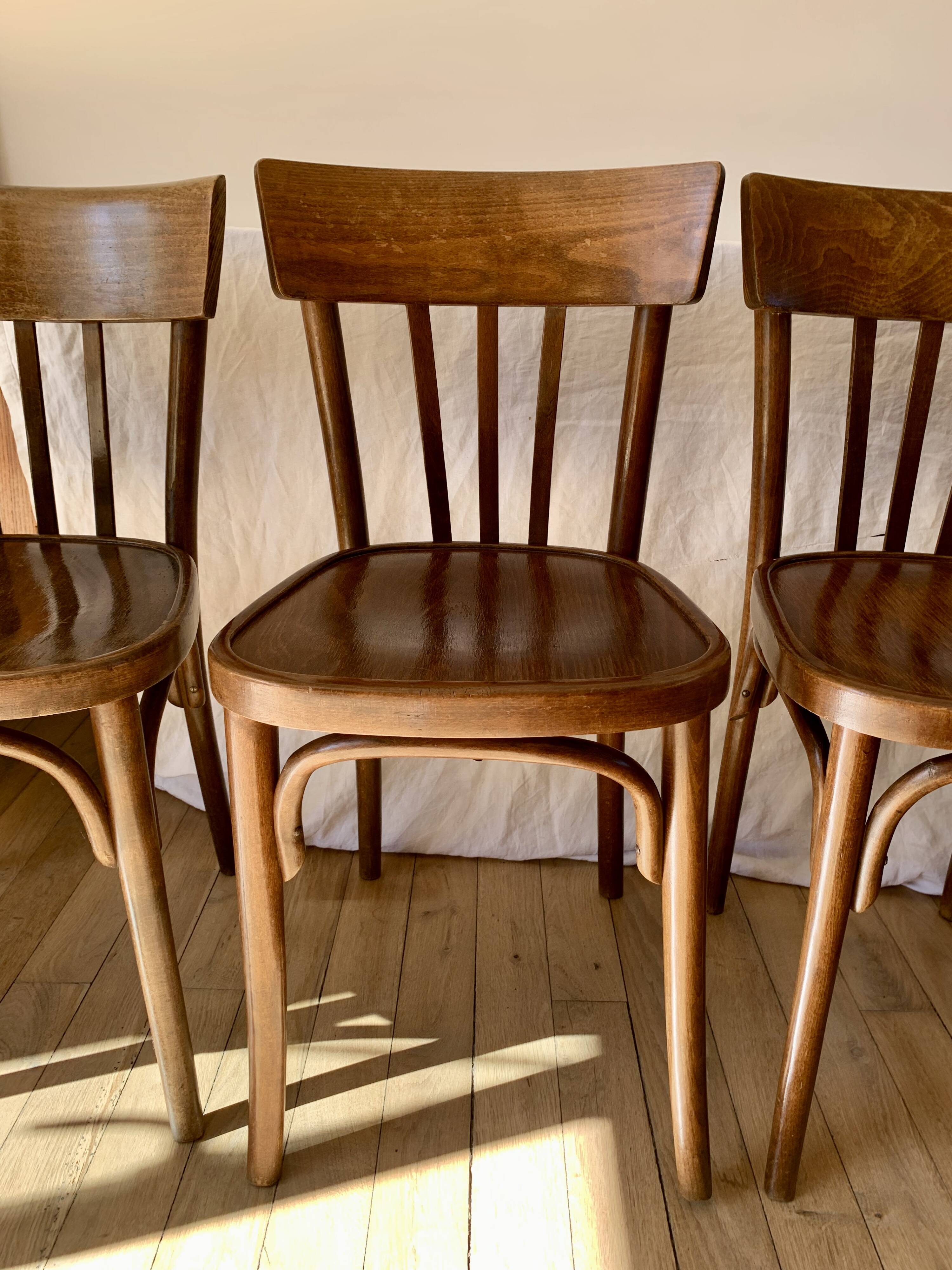 set of 6 bentwood bistro chairs from the 1950s
