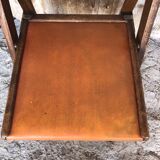 Chaise Pliante Bois + Assise & Dossier Skaï Orange Vintage