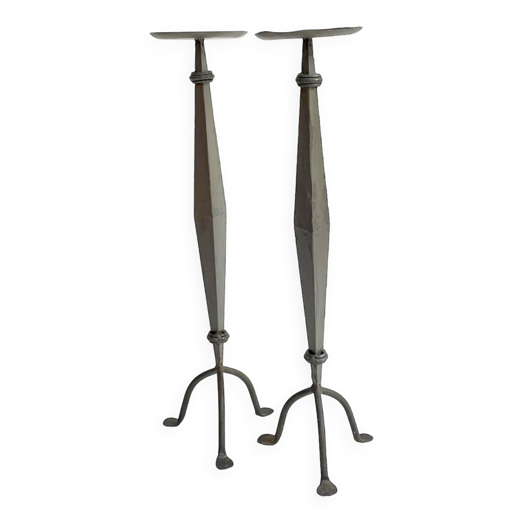 Pair of large vintage metal chandeliers