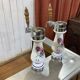 Bar counter in oak, zinc, and white marble from the early 20th century.