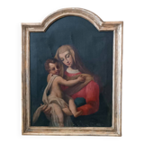 Old oil painting on canvas "Virgin Mary with Child"
