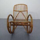 Mid-Century Italian Bamboo Rocking Chair, 1950s