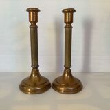 Pair of old brass candle holders