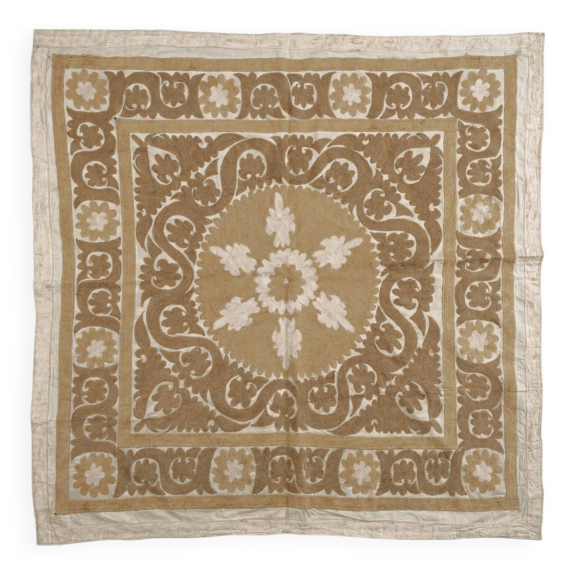 Vintage hand-embroidered tablecloth 129x138 cm
