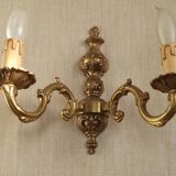 Double bronze wall light, vintage French traditional style, scrolled arms 5097.