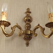 Double bronze wall light, vintage French traditional style, scrolled arms 5097.