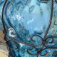 Old suspension glass cage blown Venetian lantern blue