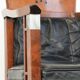 Black leather set of 2 Art Deco design dining/side chairs with armrests
