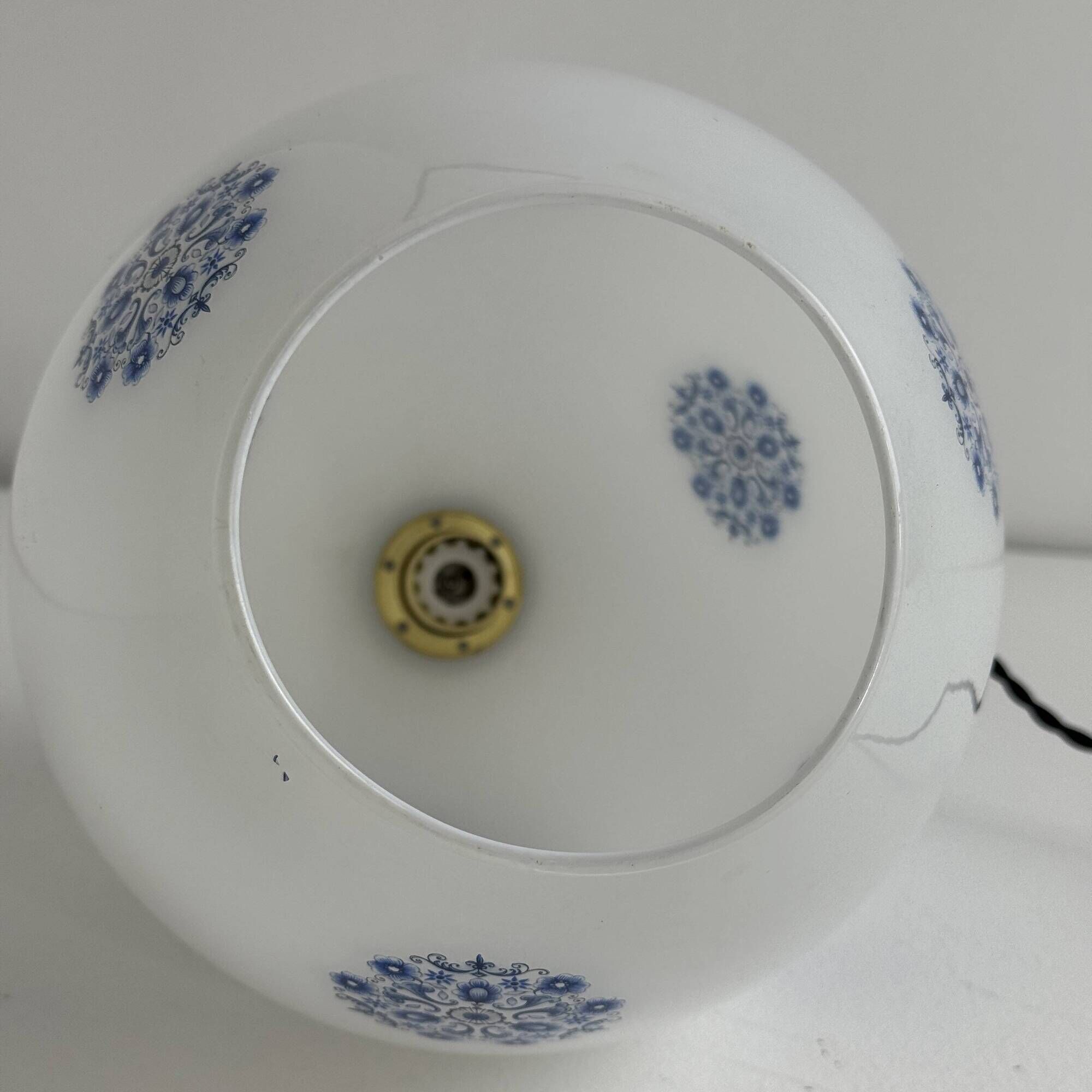 Old large ovoid suspension 1970 in vintage opaline