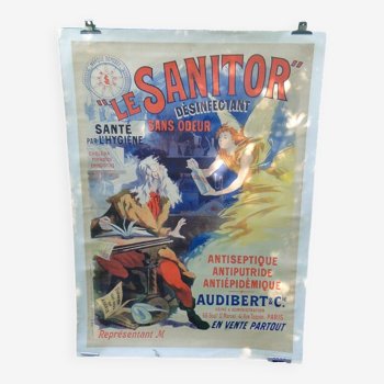 Affiche le sanitor illustration rené péan circa 1896 impression ateliers cheret