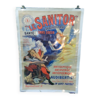 Affiche le sanitor illustration rené péan circa 1896 impression ateliers cheret