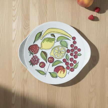 Plat à tarte / gâteau vintage motif fruits Grünstadt - Années 1960