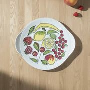 Vintage pie/dessert dish with fruit pattern from Grünstadt - 1960s