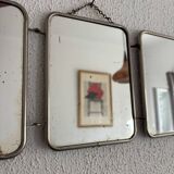 Vintage 1960s triptych mirror barber blue crocodile effect - 20 x