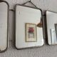Vintage 1960s triptych mirror barber blue crocodile effect - 20 x