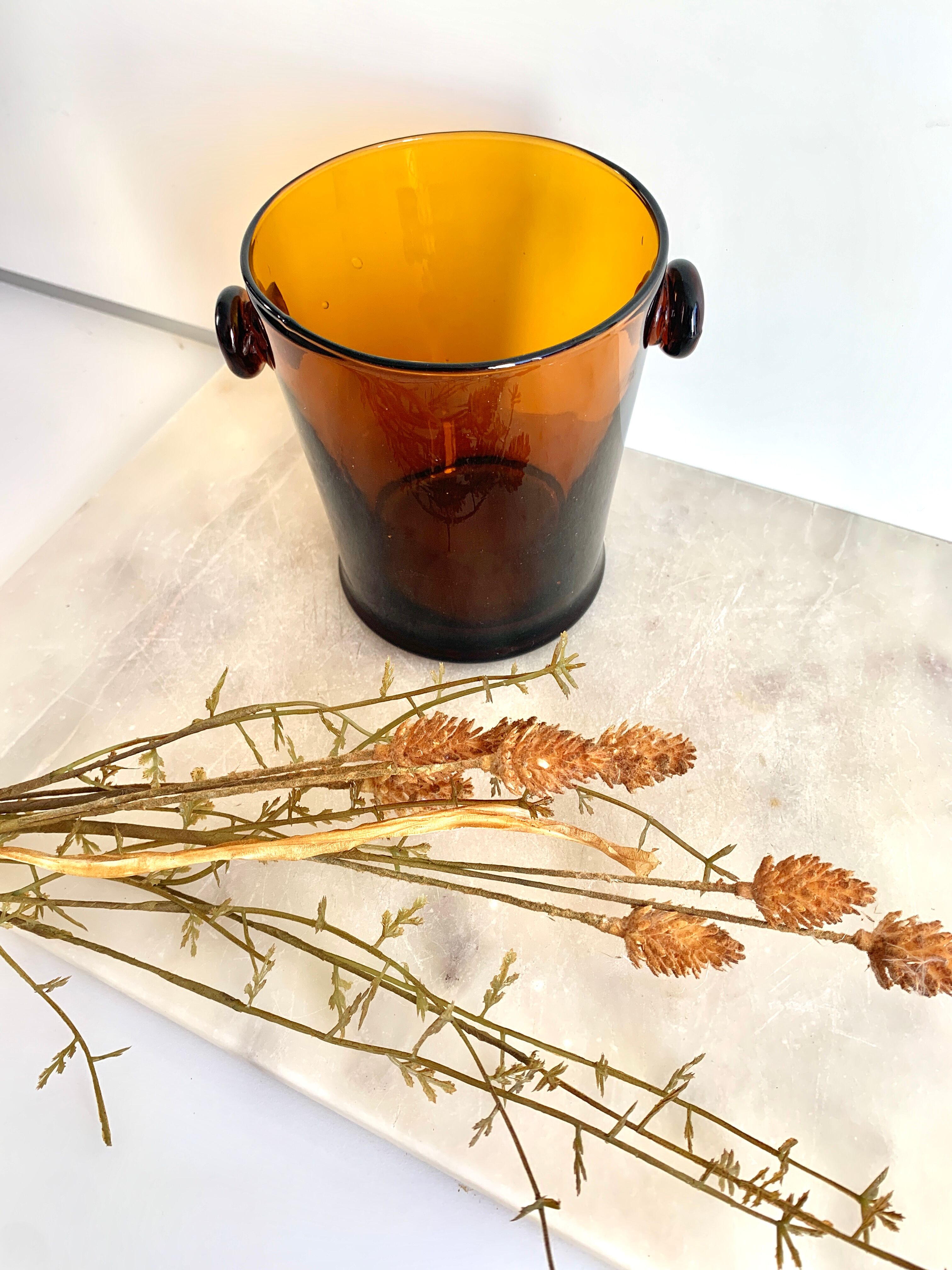 Amber glass ice bucket