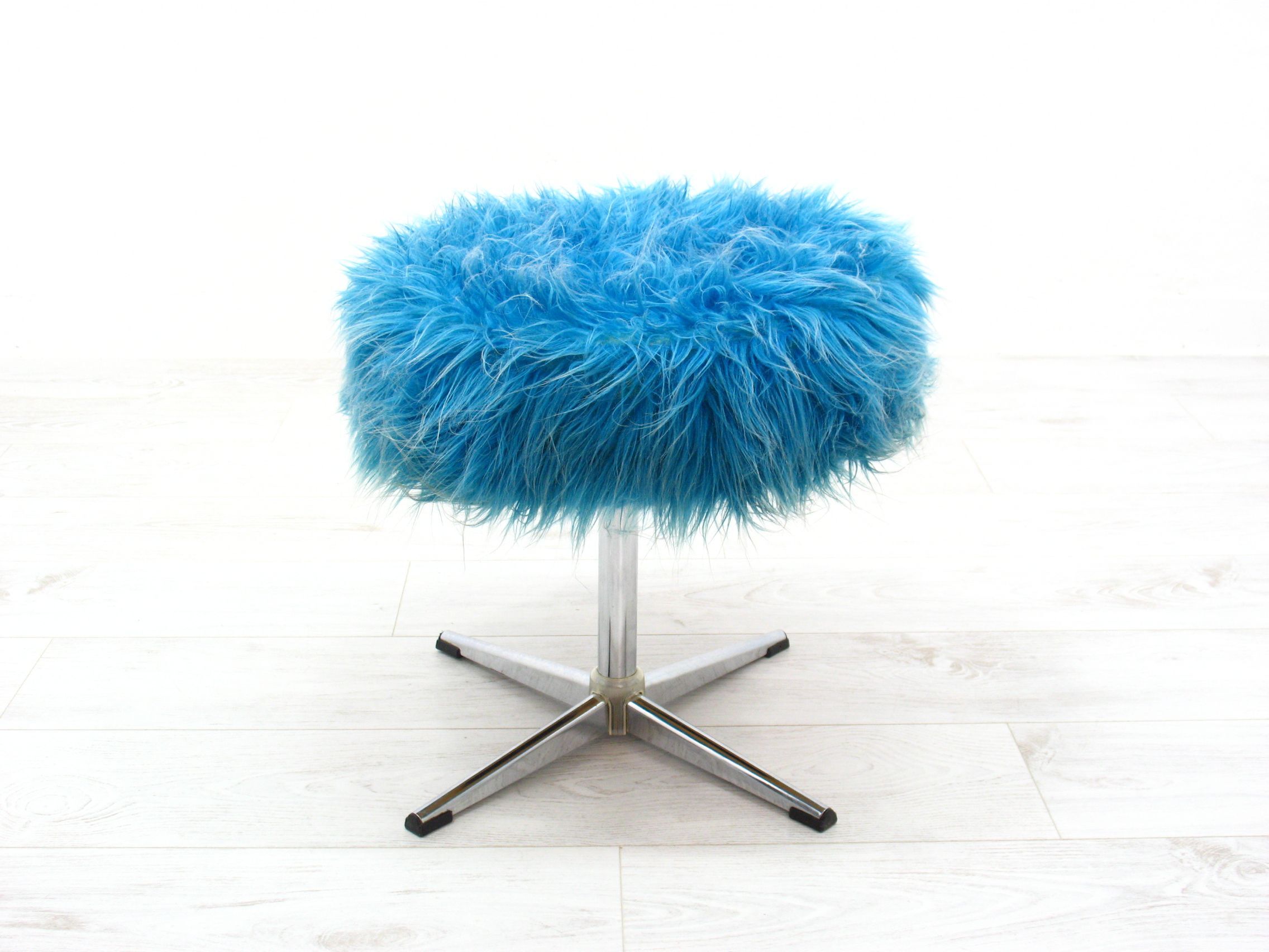 Vintage stool in metal & fabric, 1970s