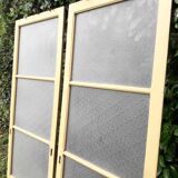 Pair of antique translucent glass sliding doors