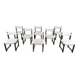 Set of 8 brutalist dining chairs by Emiel Veranneman for Decoene, 1970s