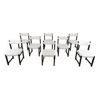 Set of 8 brutalist dining chairs by Emiel Veranneman for Decoene, 1970s