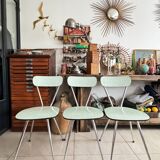 Set of 3 green Formica chairs