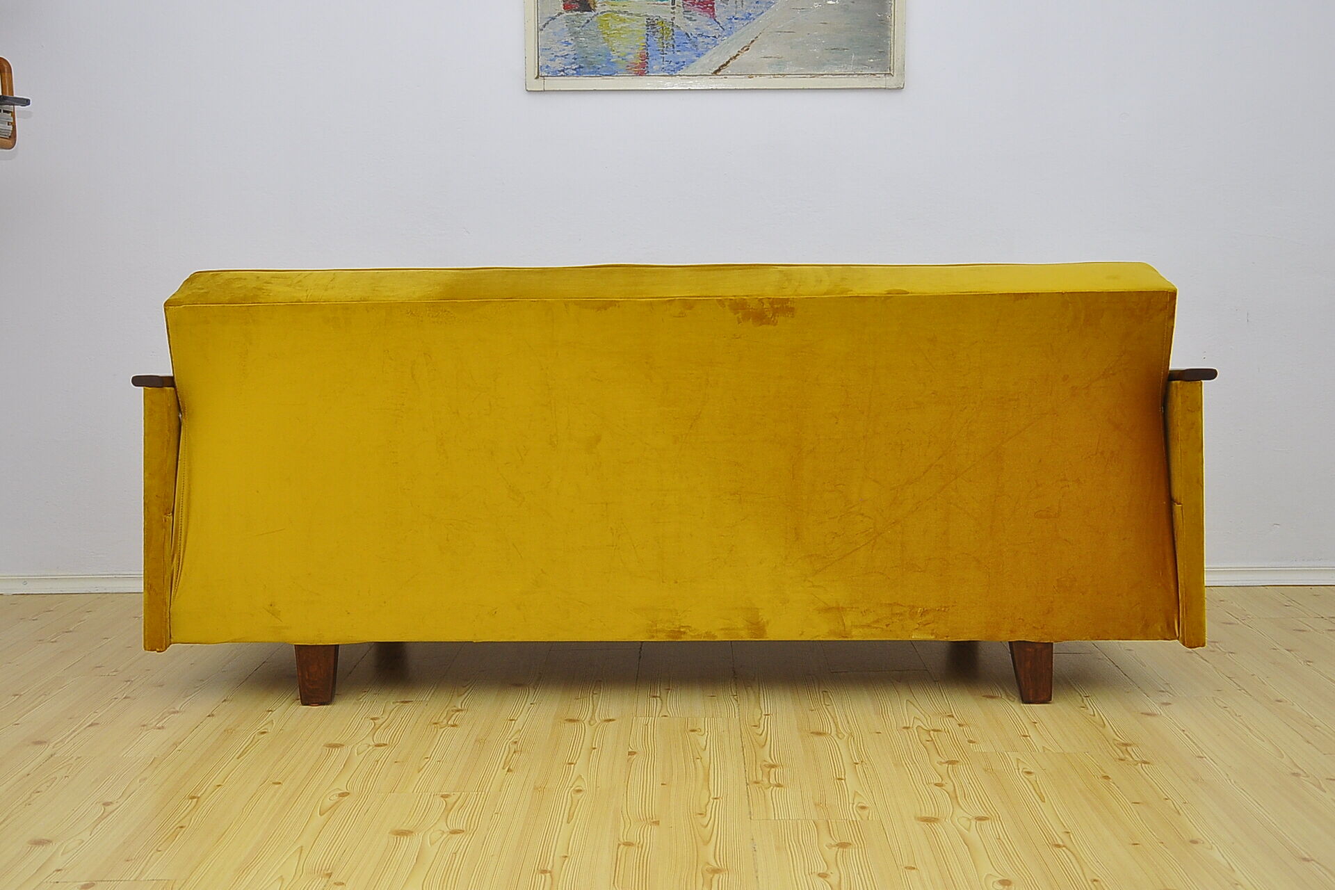 Mid-century yellow velvet sofa daybed, 1960s
