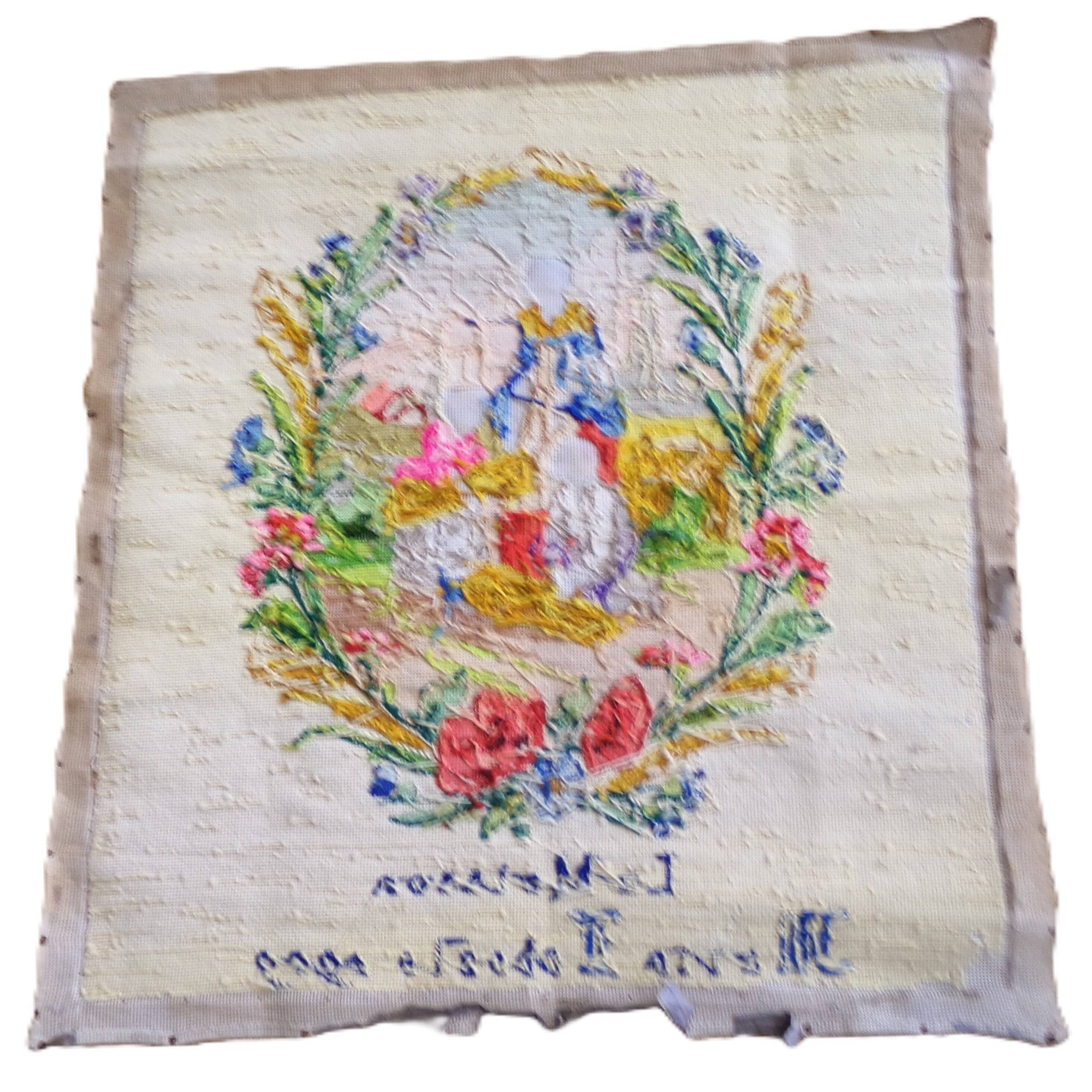 Ancient tapestry in cross-stitch and mixed techniques: "The Harvest"