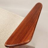 Fauteuil Bouclè de J. Chierowski, 1960 Pologne, Fauteuil en bois Design scandinave