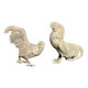 Showcase objects, two 20th century metal rooster and hen subjects