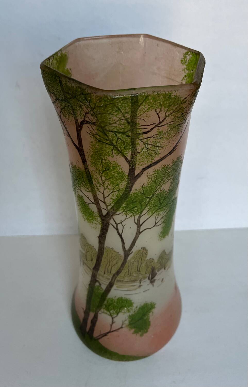 Legras painted frosted glass vase