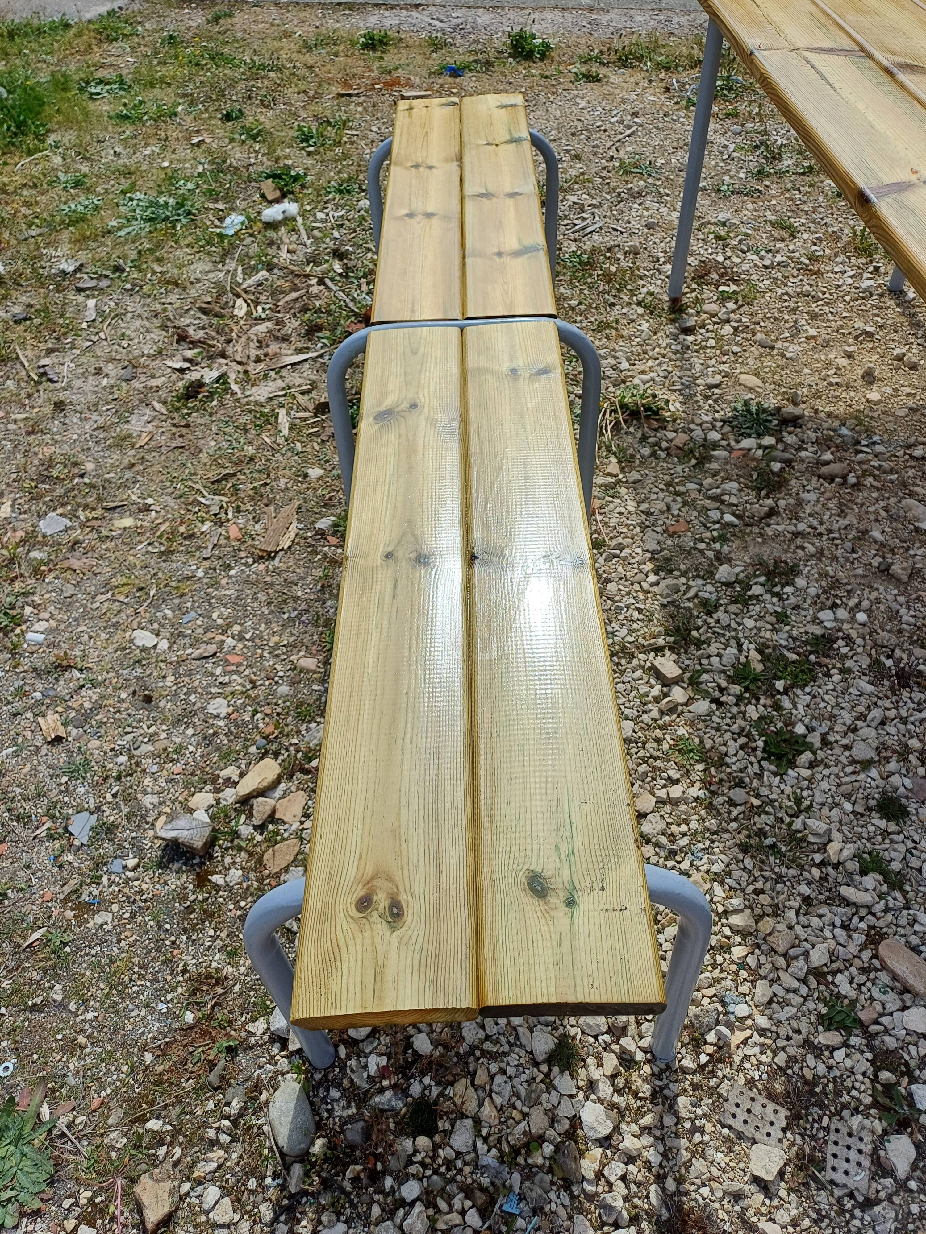 Industrial or Community Table with Benches