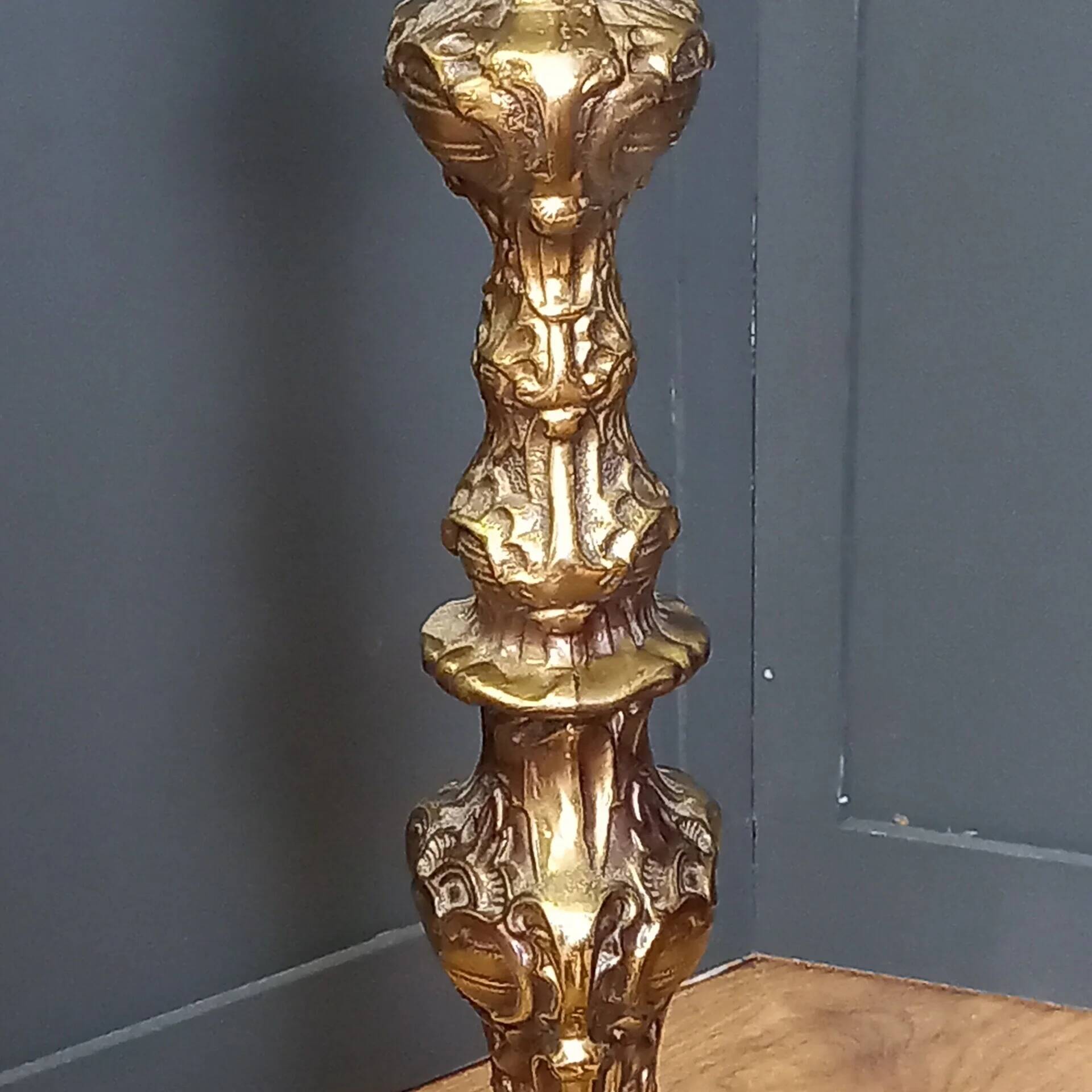 French Baroque standing bronze floor lamp