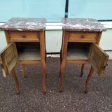 Set of 2 Louis XV style marble bedside tables