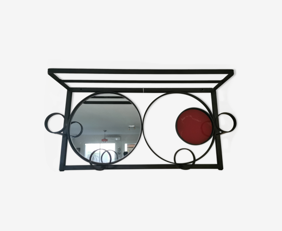 Portemanteau mural vintage metal et verre