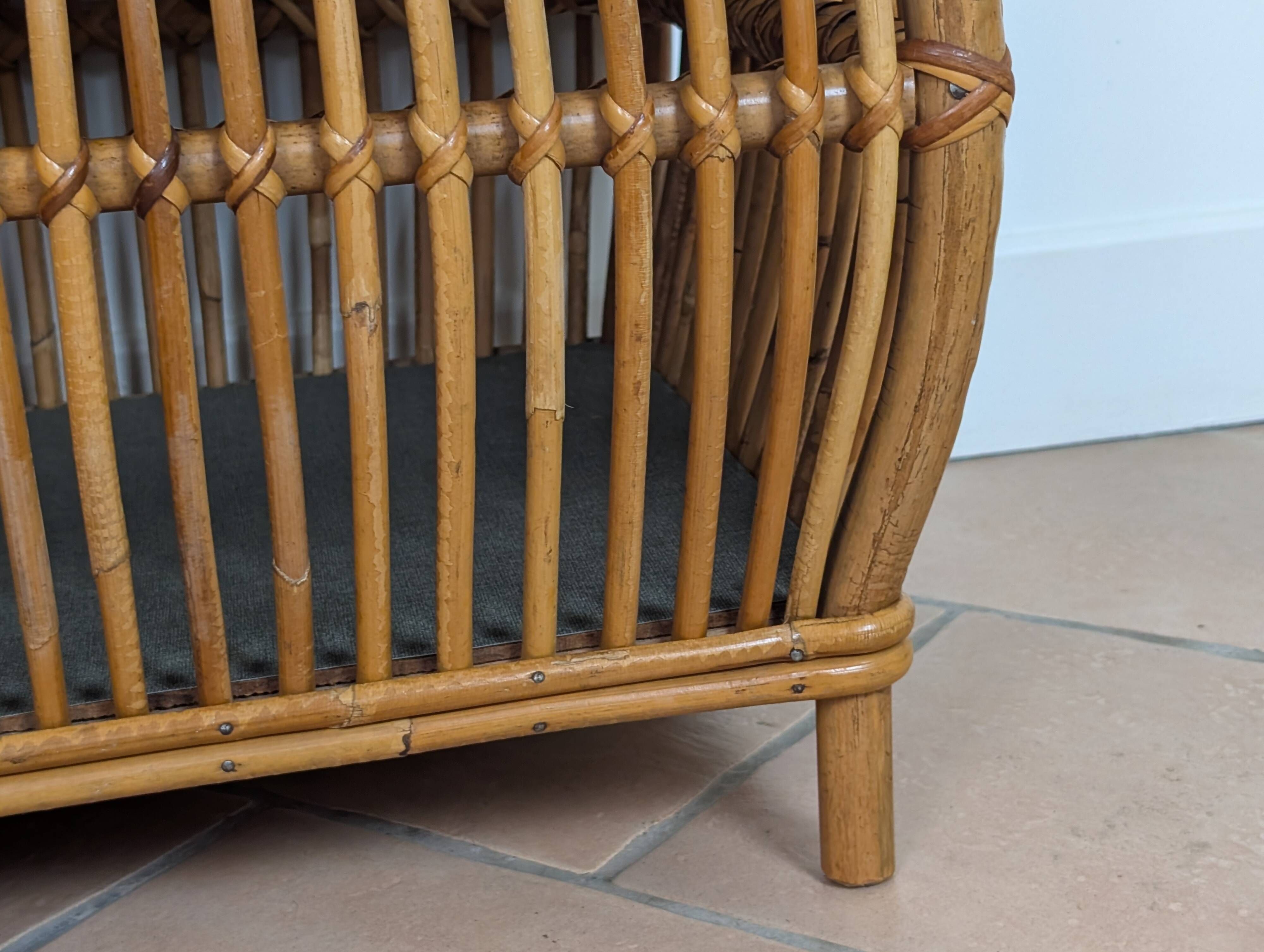 1960s rattan storage bench