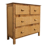 Vintage rattan commode in Riviera style, 1970s.