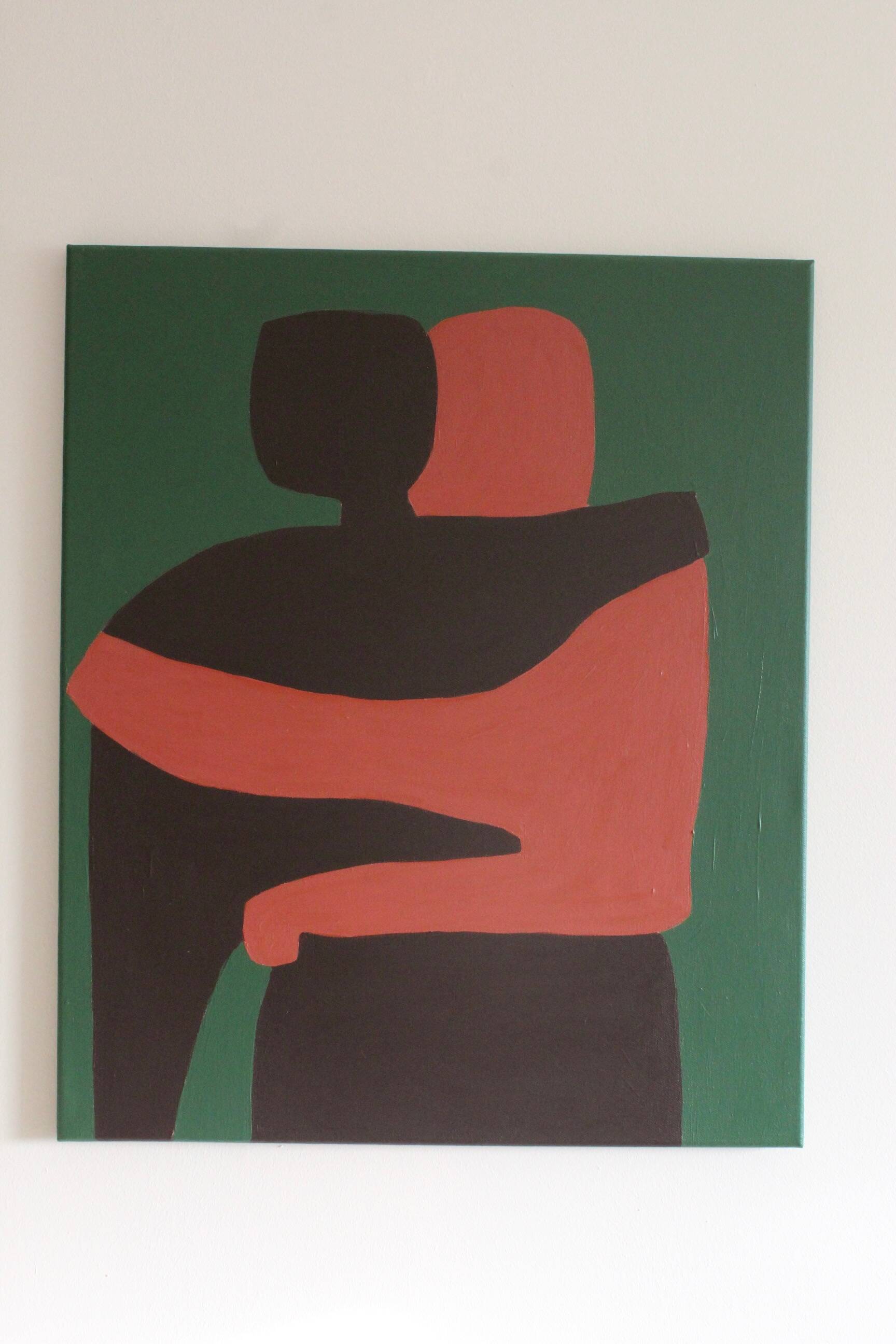 Toile couple minimaliste "Can i hold you" signée
