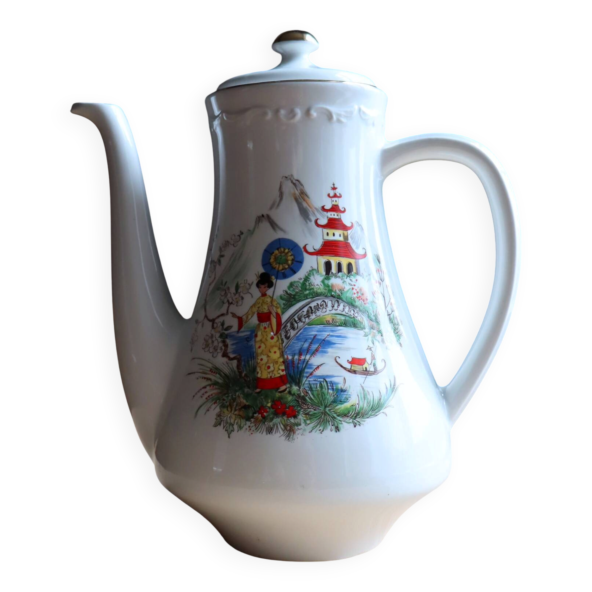Grande cafetière / théière ancienne "Sens" - Digoin & Sarreguemines